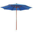 vidaXL Parasol with Wooden Pole Outdoor Grarden Patio Umbrella Black/Blue-0