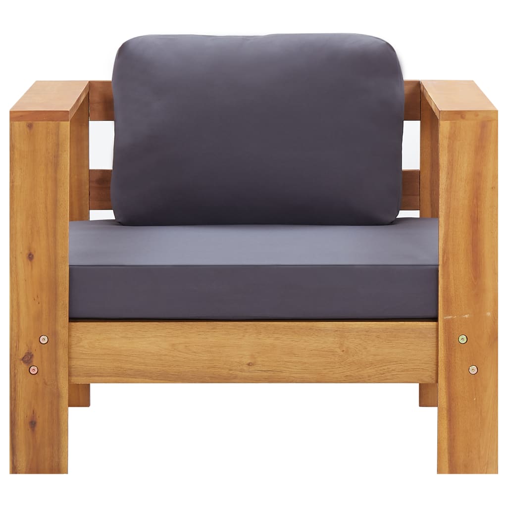 vidaXL Patio Sofa Chair with Cushion Dark Gray Solid Acacia Wood-0