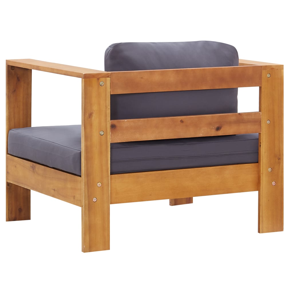 vidaXL Patio Sofa Chair with Cushion Dark Gray Solid Acacia Wood-2