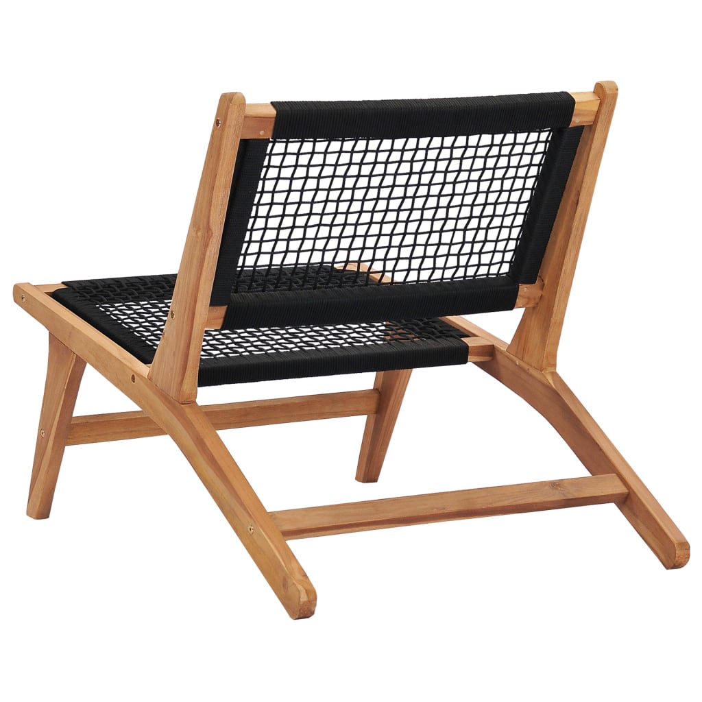 vidaXL Sun Lounger with Footrest Solid Teak Wood and Rope-6