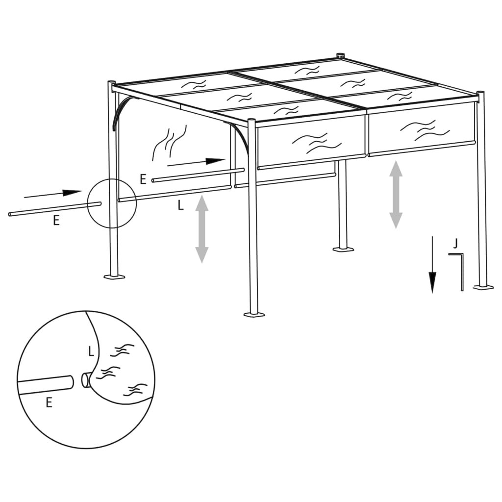 vidaXL Pergola Outdoor Pergola with Adjustable Roof for Deck Garden Steel-9