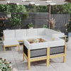 vidaXL 10 Piece Patio Lounge Set with Cushions Cream Solid Acacia Wood-2