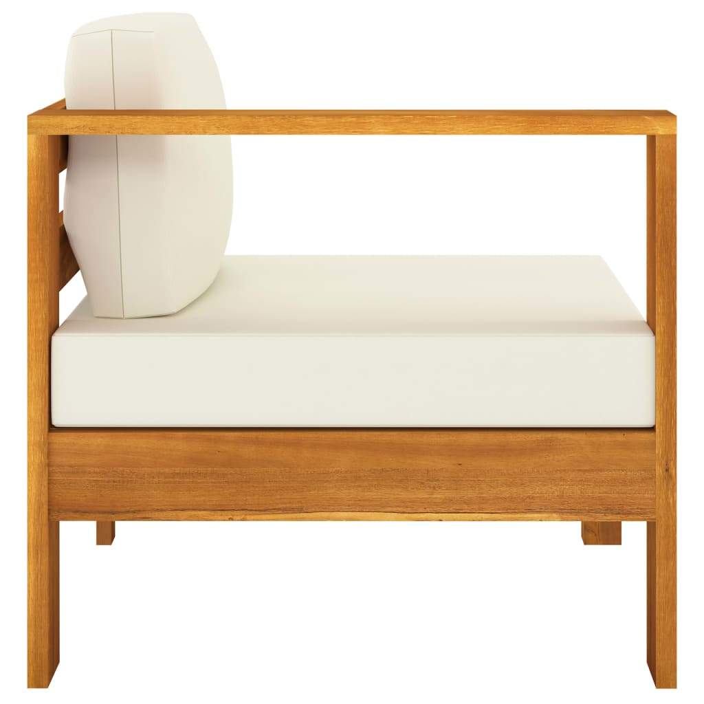 vidaXL 3-Seater Patio Sofa with Cream White Cushions Solid Acacia Wood-3