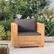 vidaXL Patio Sofa Chair with Dark Gray Cushions Solid Wood Teak-0