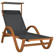 vidaXL Sun Lounger Chair with Canopy Furniture Textilene and Solid Wood Poplar-7