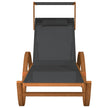 vidaXL Sun Lounger Chair with Canopy Furniture Textilene and Solid Wood Poplar-1