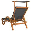 vidaXL Sun Lounger Chair with Canopy Furniture Textilene and Solid Wood Poplar-3